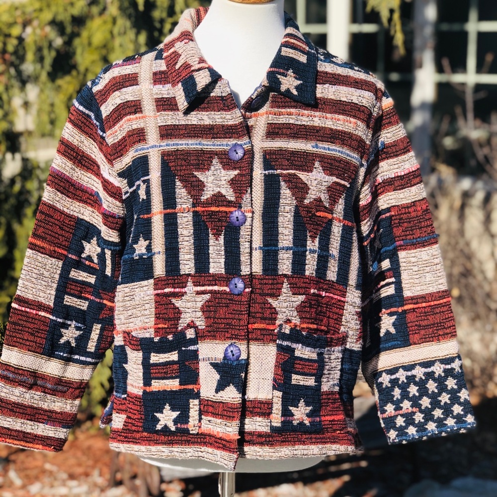 American flag blanket tapestry coat XL